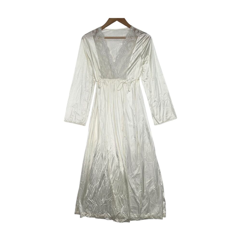 Vintage Gilead Robe Womens Small Ivory Lace Peignoir Lingerie Bridal Retro 1970s